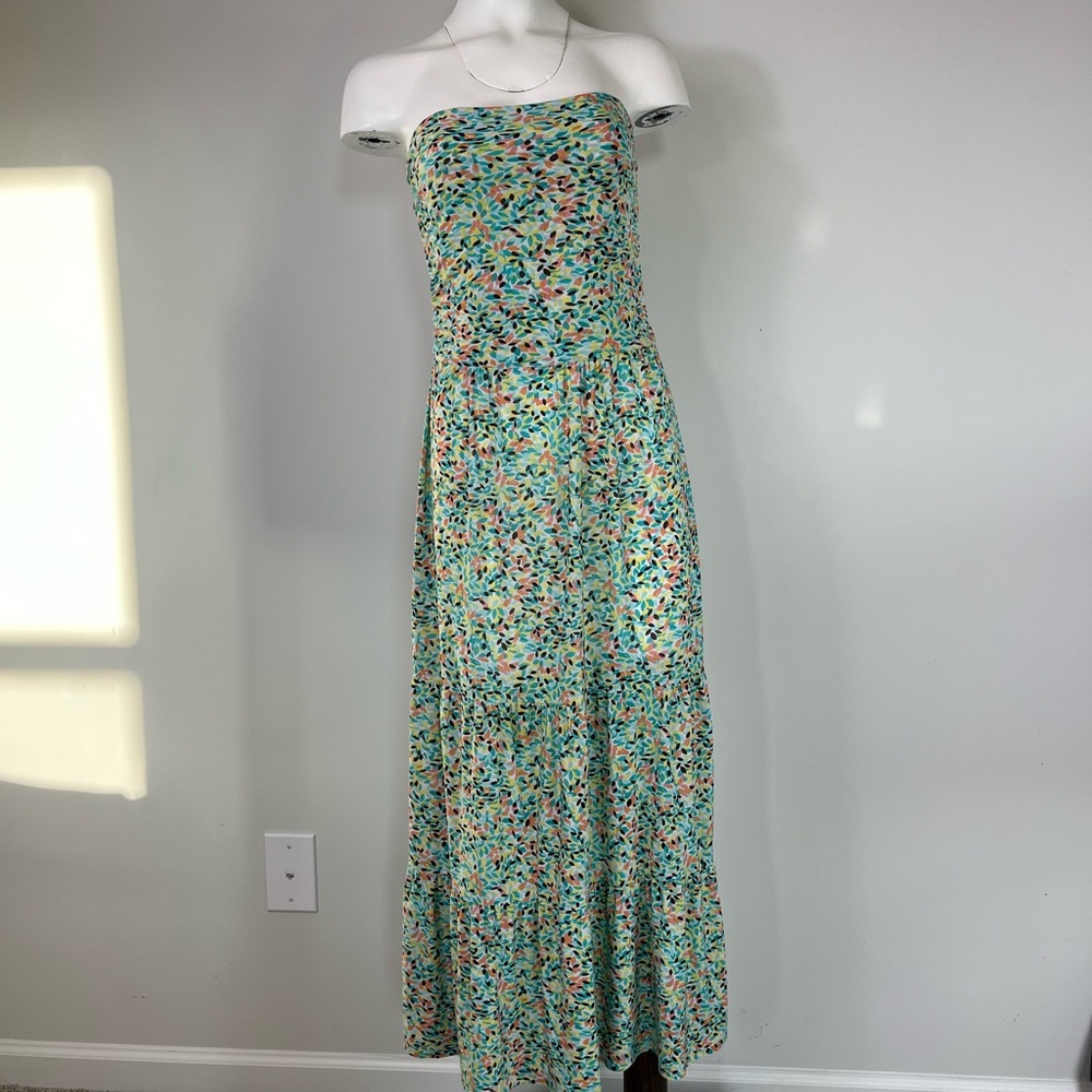 Lapis Strapless Mint Floral Maxi Dress